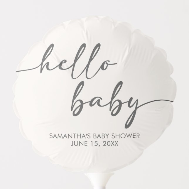 Minimalist Hello Baby Baby Shower Balloon (Front)