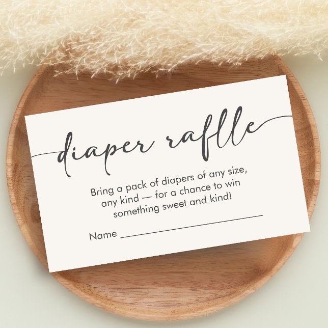 Minimalist Hello Baby Baby Shower Diaper Raffle Enclosure Card (Hello Baby Baby Shower Diaper Raffle)