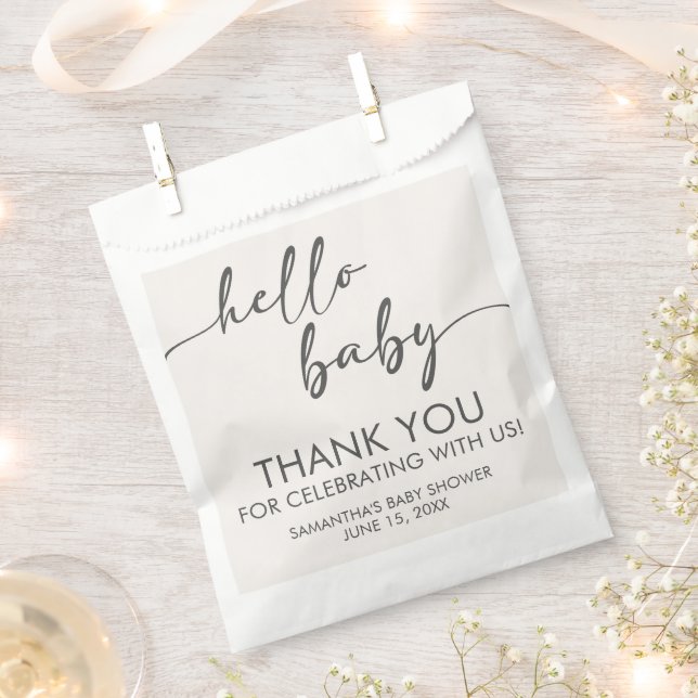Minimalist Hello Baby Baby Shower Favor Bag (Clipped)