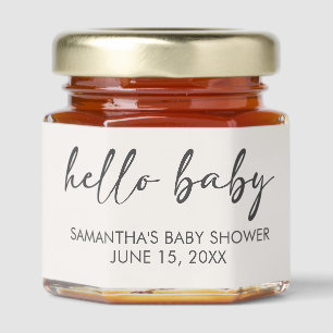 Minimalist Hello Baby Baby Shower Honey Jar Favors