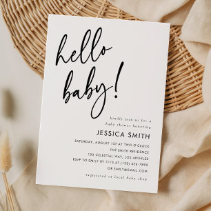 Minimalist Hello Baby Modern Baby Shower Invitation