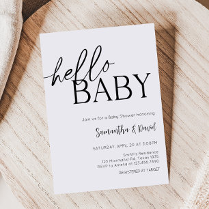 Minimalist Hello Baby Modern Baby Shower Invitation