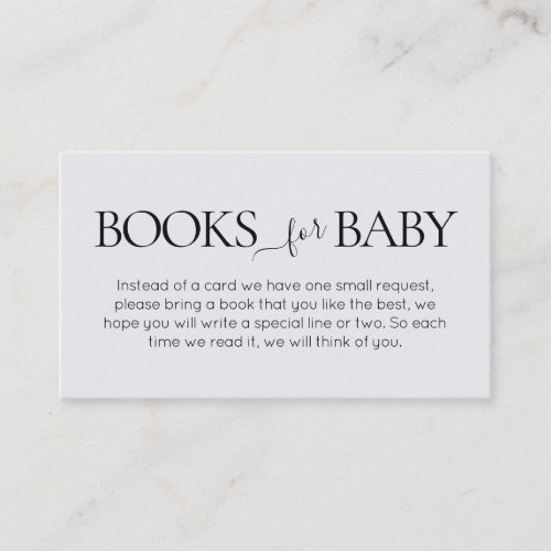 Minimalist Hello Baby Modern Books for Baby Enclosure Card