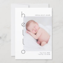 minimalist hello baby photo birth announcement