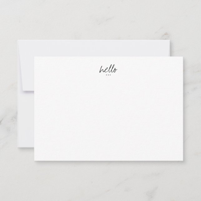 Minimalist Hello Greetings Note Card (Front)