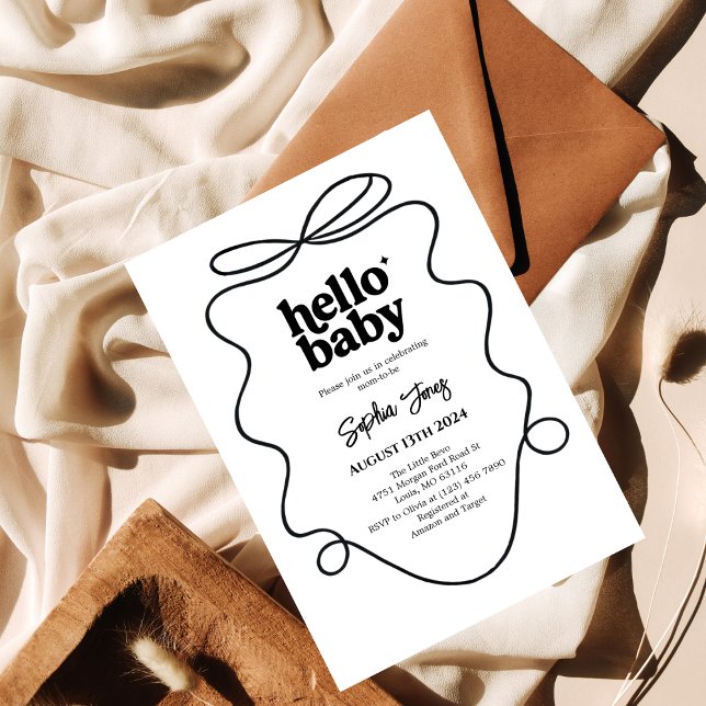 Minimalist Hello Modern Baby Shower Invitation (Creator Uploaded)