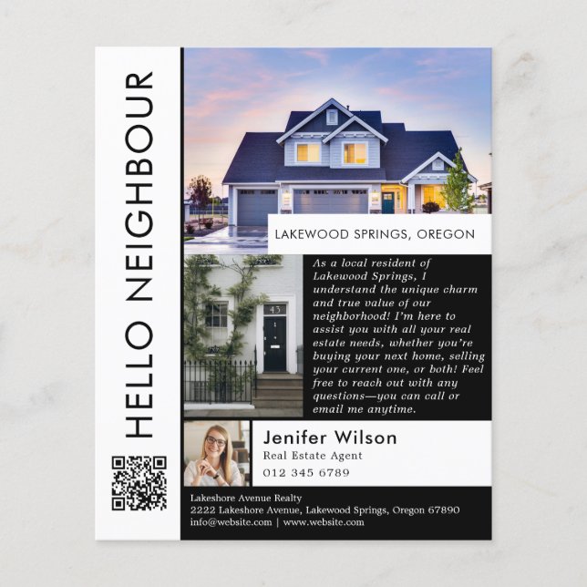 Minimalist Hello Neighbor Real Estate Introduction Flyer (Front)