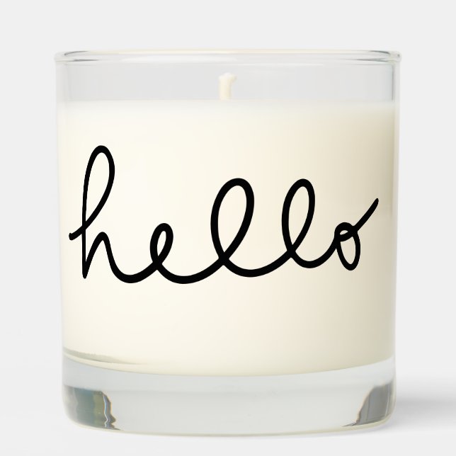Minimalist Hello Script Candle (Front)
