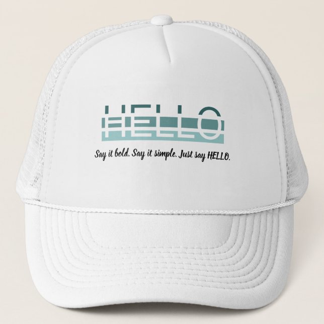Minimalist "HELLO" Typography Cap – Modern Gradien (Front)