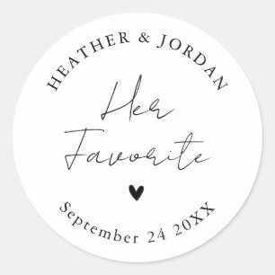 Minimalist Her Favorite Wedding Party Favors Classic Round Sticker