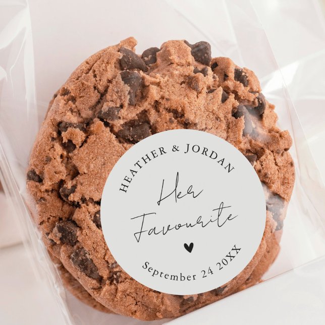 Minimalist Her Favourite Wedding Party Favors Classic Round Sticker (Creator Uploaded)