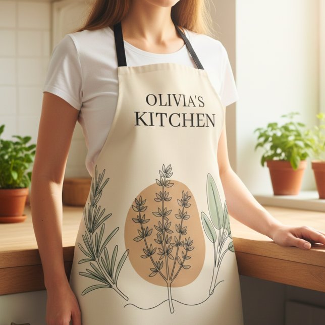 Minimalist Herb Line Art Apron (Creator Uploaded)