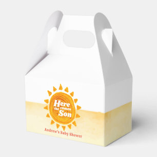 Minimalist Here Come The Son Boho Baby Shower Favor Boxes