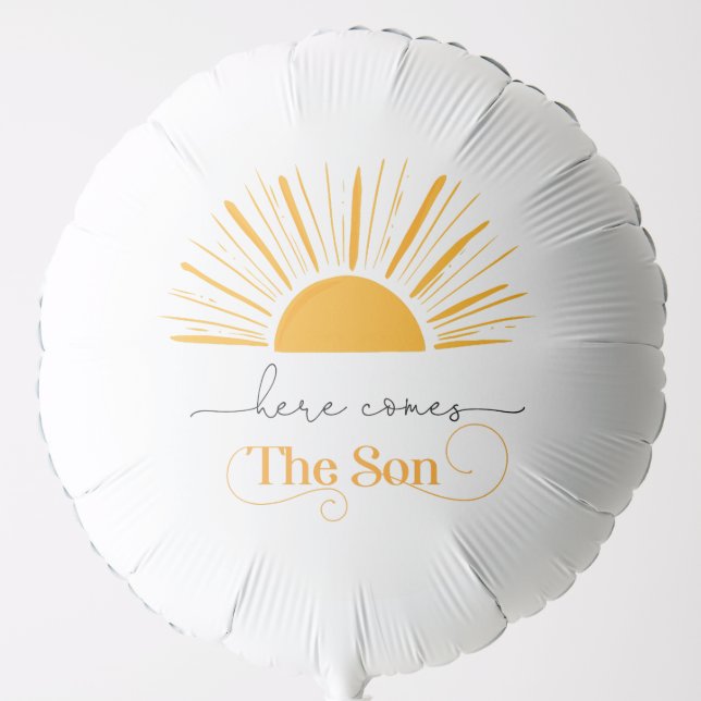 Minimalist Here comes the son birthday Balloon (Front)