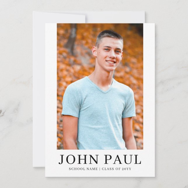 Minimalist High School College 2 Photo Graduation Announcement (Front)