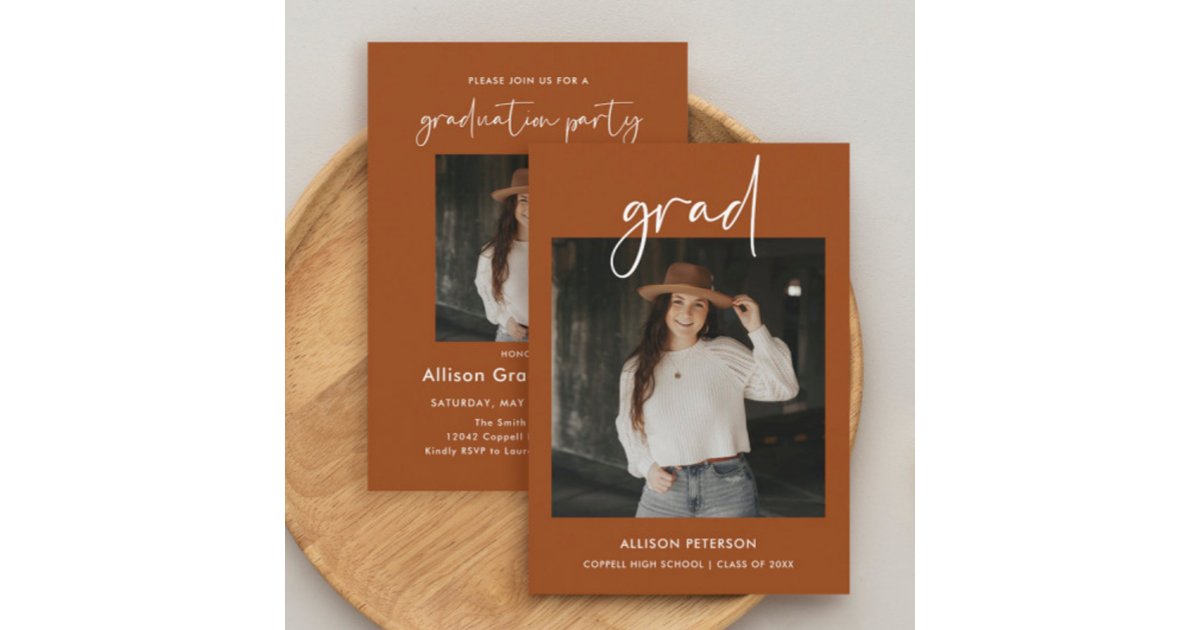 Minimalist High School Graduation Party Photo Invitation | Zazzle