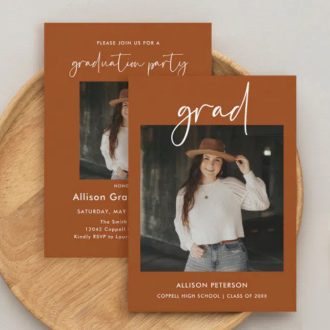 Minimalist High School Graduation Party Photo Invitation | Zazzle