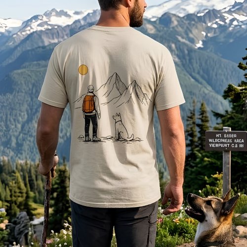 Minimalist Hiker and Dog Mountain Adventure T-Shirt