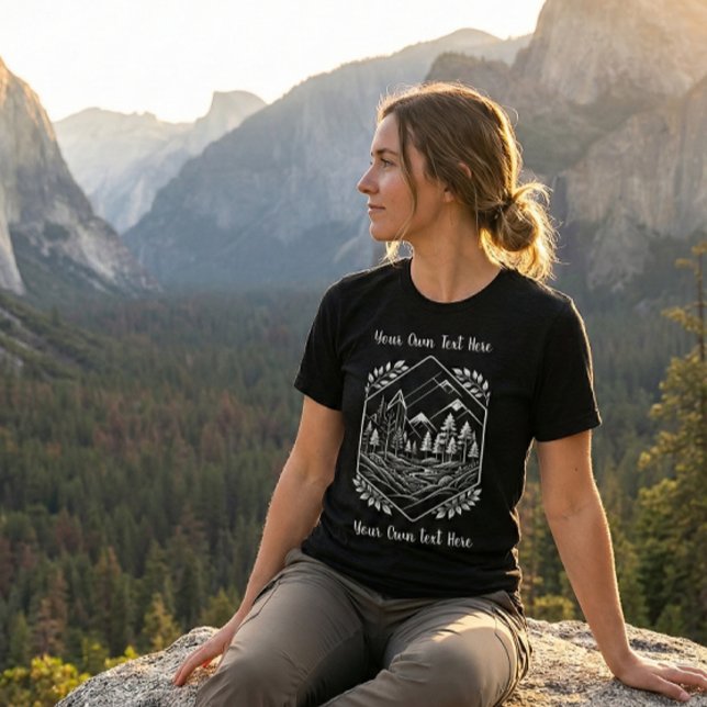 Minimalist Hiker Mountain Crest Your Text Design Tri-Blend Shirt (Minimalist Hiker Mountain Crest. Enjoy the view! Add Your Text for a truly unique outdoor tee.)