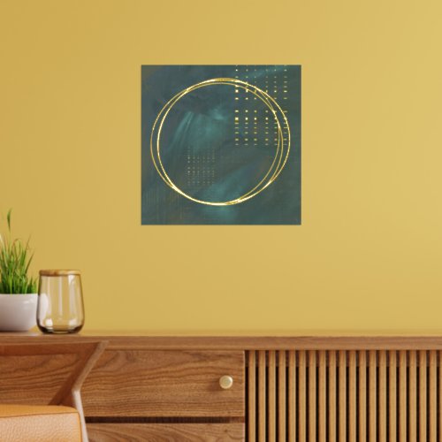 Minimalist Hip Abstract Green Gold Foil Prints