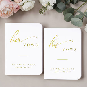 Minimalist His And Her Wedding Foil Vow Books