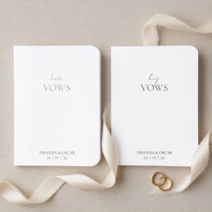 Minimalist His & Her Wedding   Elegant  Foil Vow Books