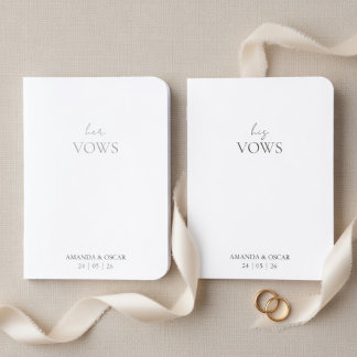 Minimalist His & Her Wedding | Elegant  Foil Vow Books