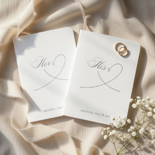 Minimalist His & Her Wedding    Elegant Heart  Foil Vow Books
