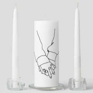 Minimalist Holding Hands Line Art Candle - Romanti