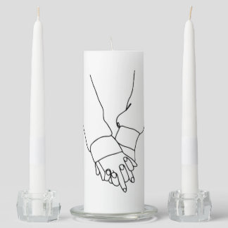 Minimalist Holding Hands Line Art Candle - Romanti
