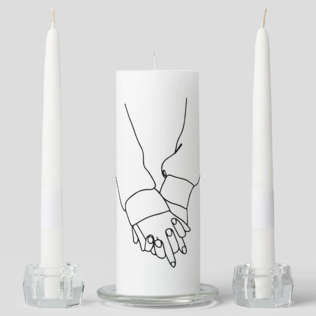 Minimalist Holding Hands Line Art Candle - Romanti (Front)