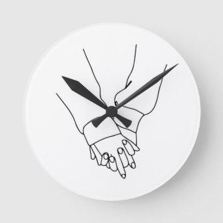 Minimalist Holding Hands Line Art Wall Clock - Mod