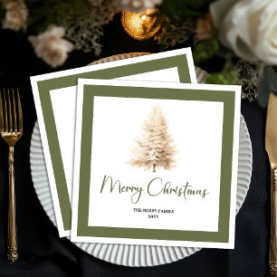 Minimalist Holiday Christmas Tree Custom Napkins