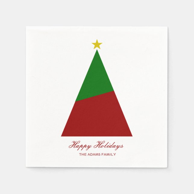 Minimalist holiday Christmas tree red green Napkins (Front)