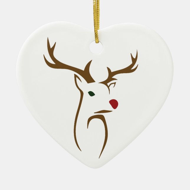 Minimalist Holiday Deer Line Art Ceramic Ornament (Front)