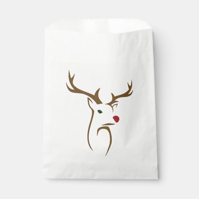 Minimalist Holiday Deer Line Art Favor Bag (Front)