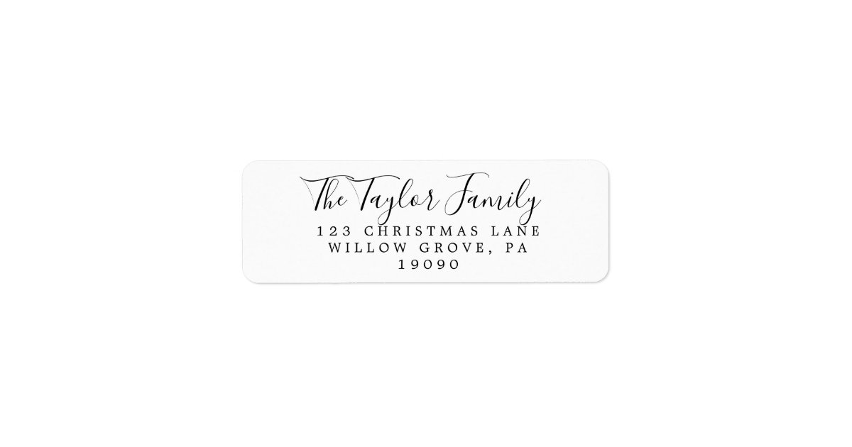 Minimalist Holiday Family Return Address Label | Zazzle