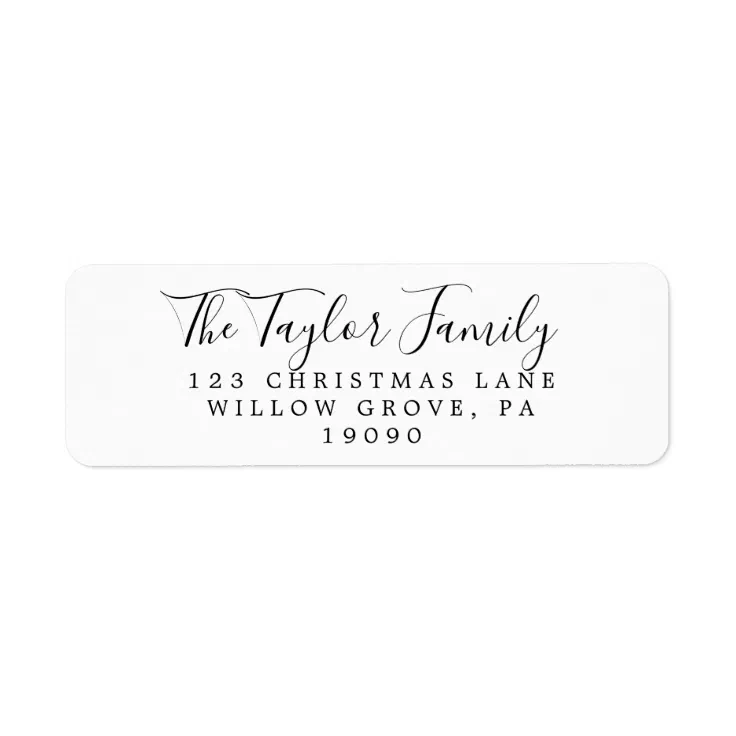 Minimalist Holiday Family Return Address Label | Zazzle