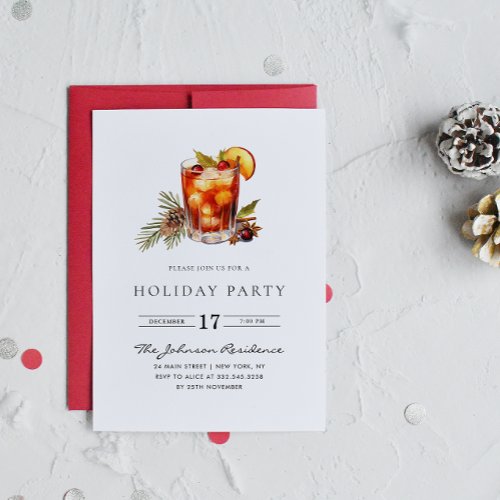 Minimalist Holiday Party Cocktail Christmas Party Invitation