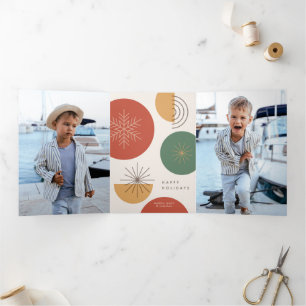 Minimalist Holiday - Simple Festive Cheer Tri-Fold Holiday Card