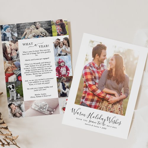 Minimalist Holiday Wishes Engagement Photo Collage