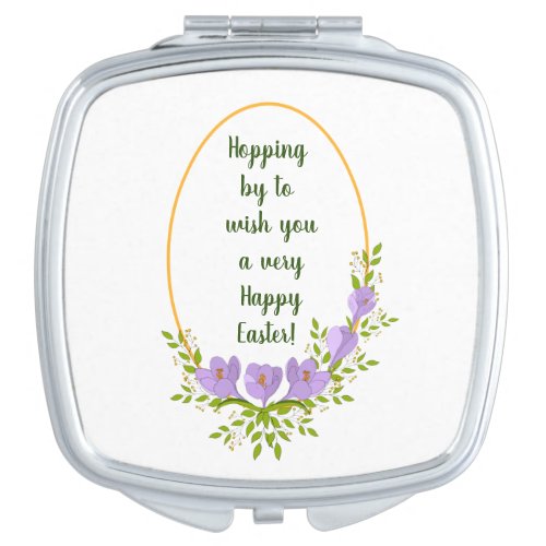 Minimalist  holiday wreaths  Crocus flowers Easter Compact Mirror