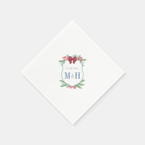 Minimalist Holidays Crest Christmas Wedding Shower Napkins