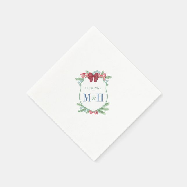 Minimalist Holidays Crest Christmas Wedding Shower Napkins (Corner)