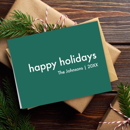 Minimalist Holidays  Modern Simple Forest Green Holiday Card