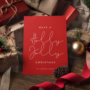 Minimalist Holly Jolly Christmas greetings Holiday Card