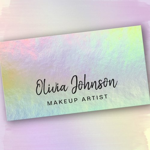 Minimalist Holographic Opal Stone Business Card