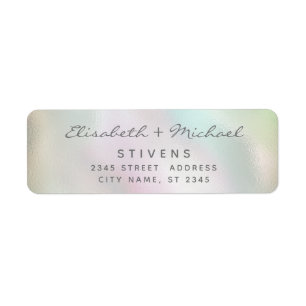 Minimalist holographic script wedding label
