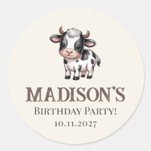 Minimalist Holy Cow Birthday Party Thank You Favor Classic Round Sticker
