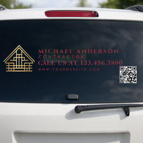 Minimalist Home Building Construction Car Truck QR Window Cling